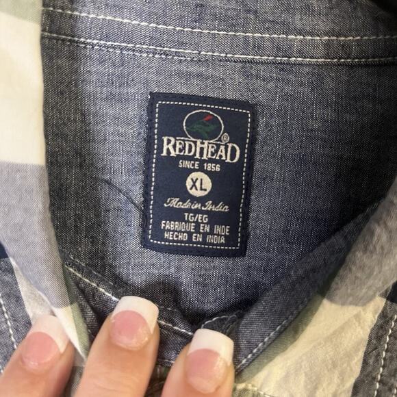 RedHead Flannel Shirt Men's XL green and Black Buffalo Plaid Long Sleeve Cotton - Picture 6 of 9